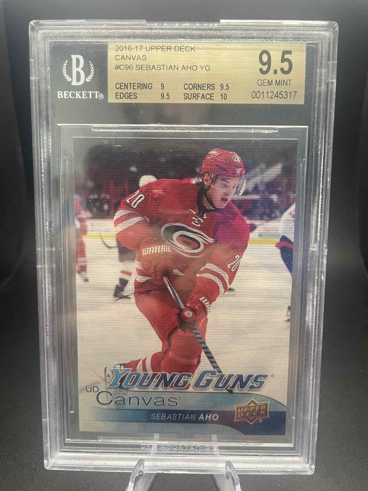 2016-17 Sebastian Aho UD YG Young Guns Canvas #C96 BGS 9.5 Gem Mint Rookie RC