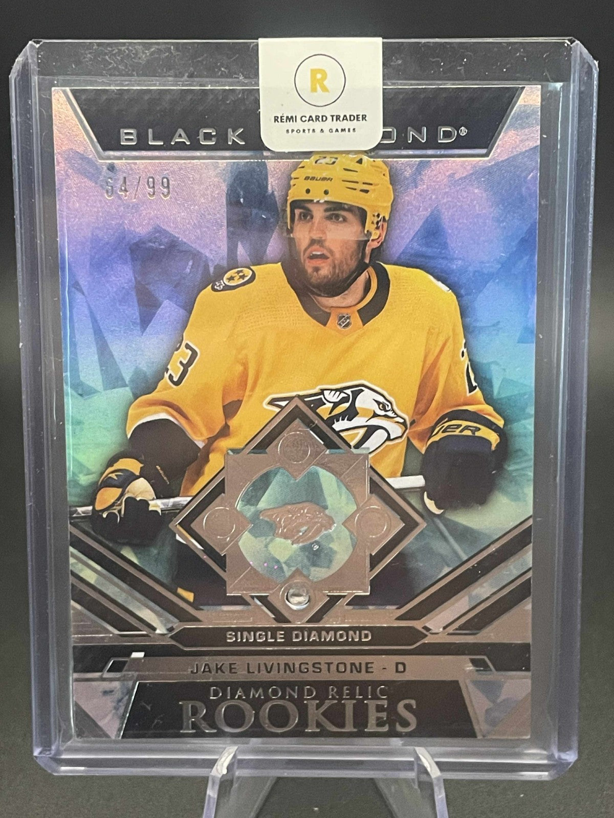Jake Livingstone /99 - 2023-24 Black Diamond Relic Rookies #BDR-LI Predators