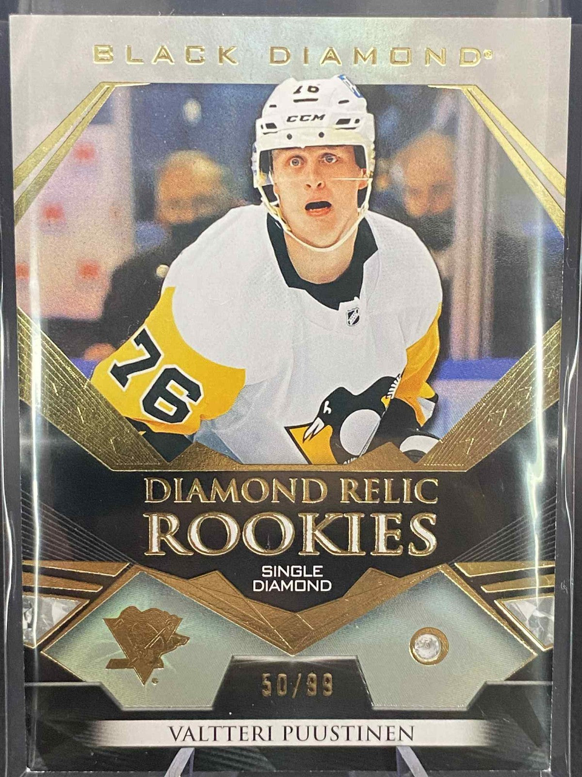 2022-23 UD Black Diamond Relic Rookies Valtteri Puustinen Diamond /99 Penguins