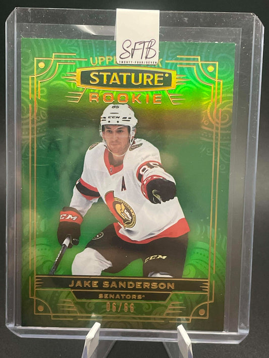 Jake Sanderson 2022-23 Upper Deck Stature Rookie Photo Variant Green /66