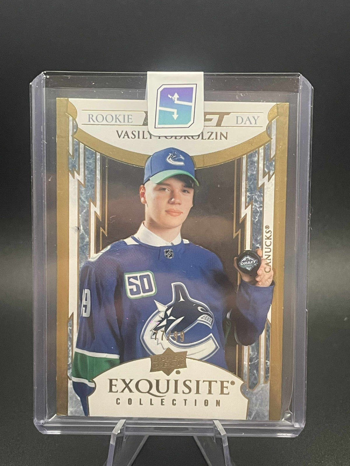 UD BLACK DIAMOND 2021-22 VASILY PODKOLZIN ROOKIE DRAFT DAY EXQUISITE GOLD /99