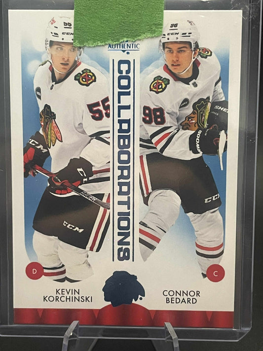 2023 SP Authentic Collaborations Blue Kevin Korchinski Connor Bedard Rookie