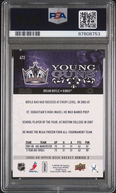 2008-09 UD SERIES 2 BRIAN BOYLE YOUNG GUNS PSA 8