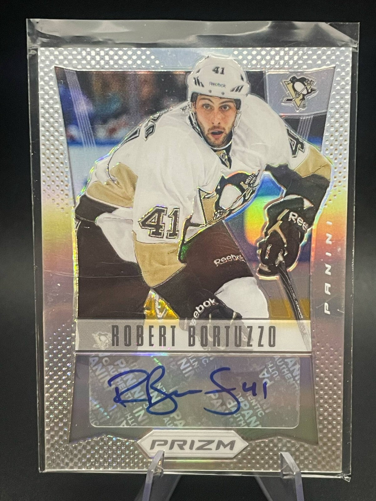 2012-13 ROBERT BORTUZZO PANINI PRIZM AUTOGRAPHED AUTO HOCKEY CARD #14 PENGUINS