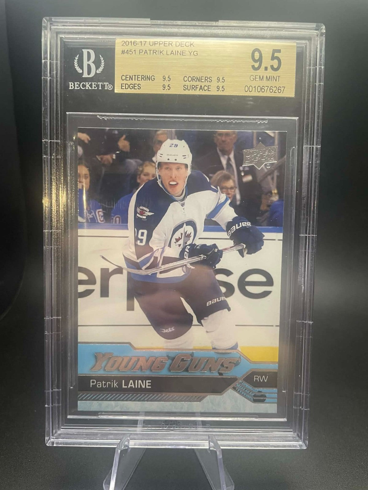 2016/17 Upper Deck Patrick Laine Graded Young Guns Rookie Card #451 BGS 9.5
