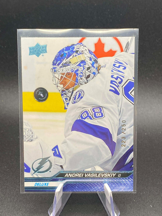 2023-24 Upper Deck Series 1 Deluxe /250 Andrei Vasilevskiy Card# 166