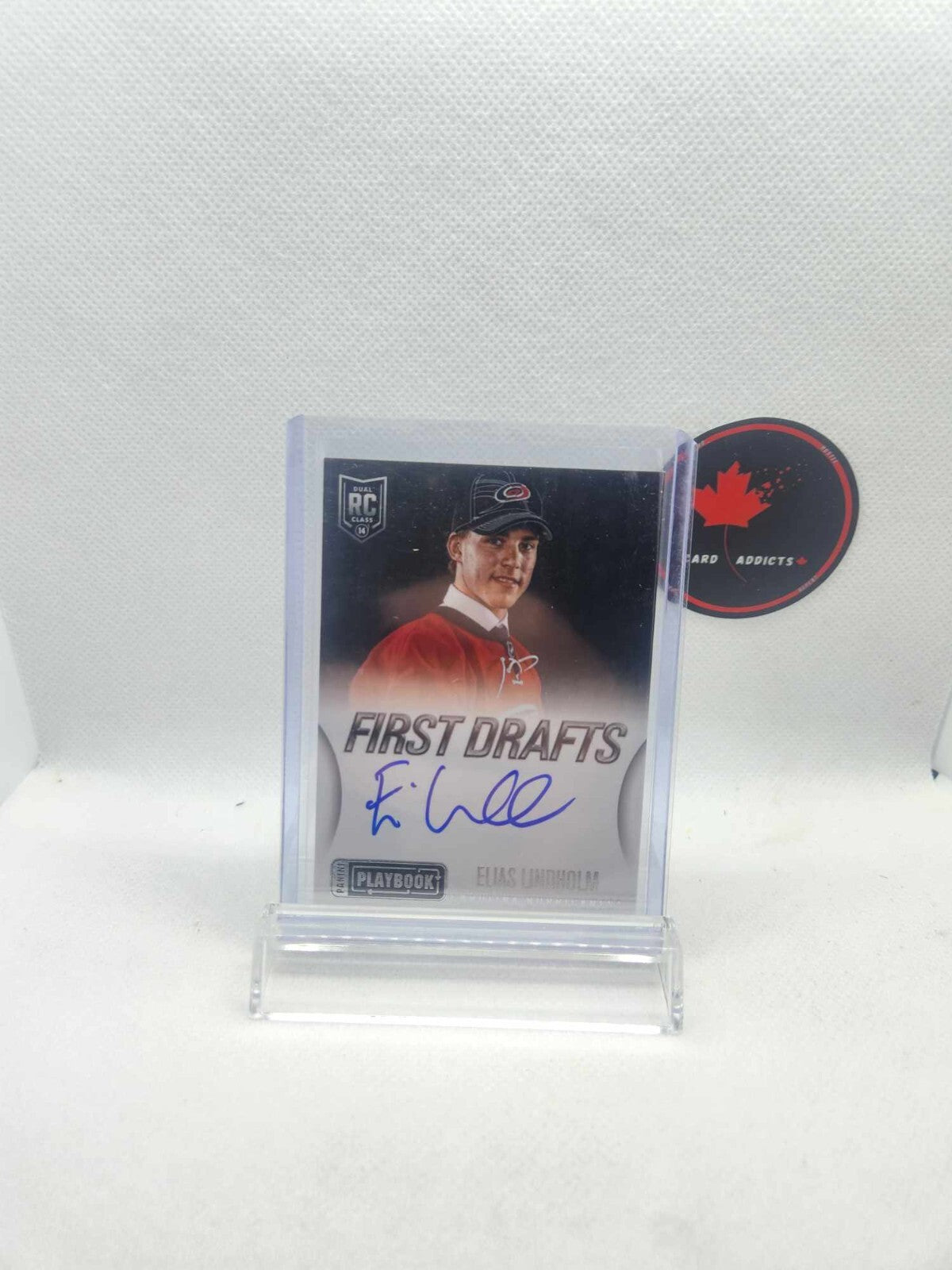 2013/14 PANINI PLAYBOOK ELIAS LINDHOLM FIRST DRAFTS AUTO RC #FD-ELI Rookie