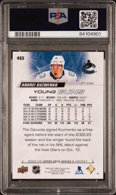 2022-23 Upper Deck Young Guns Andrei Kuzmenko PSA 9 #465 Los Angeles Kings
