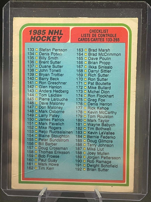 1984-85 OPC O-Pee-Chee #395 Checklist UNMARKED - ex