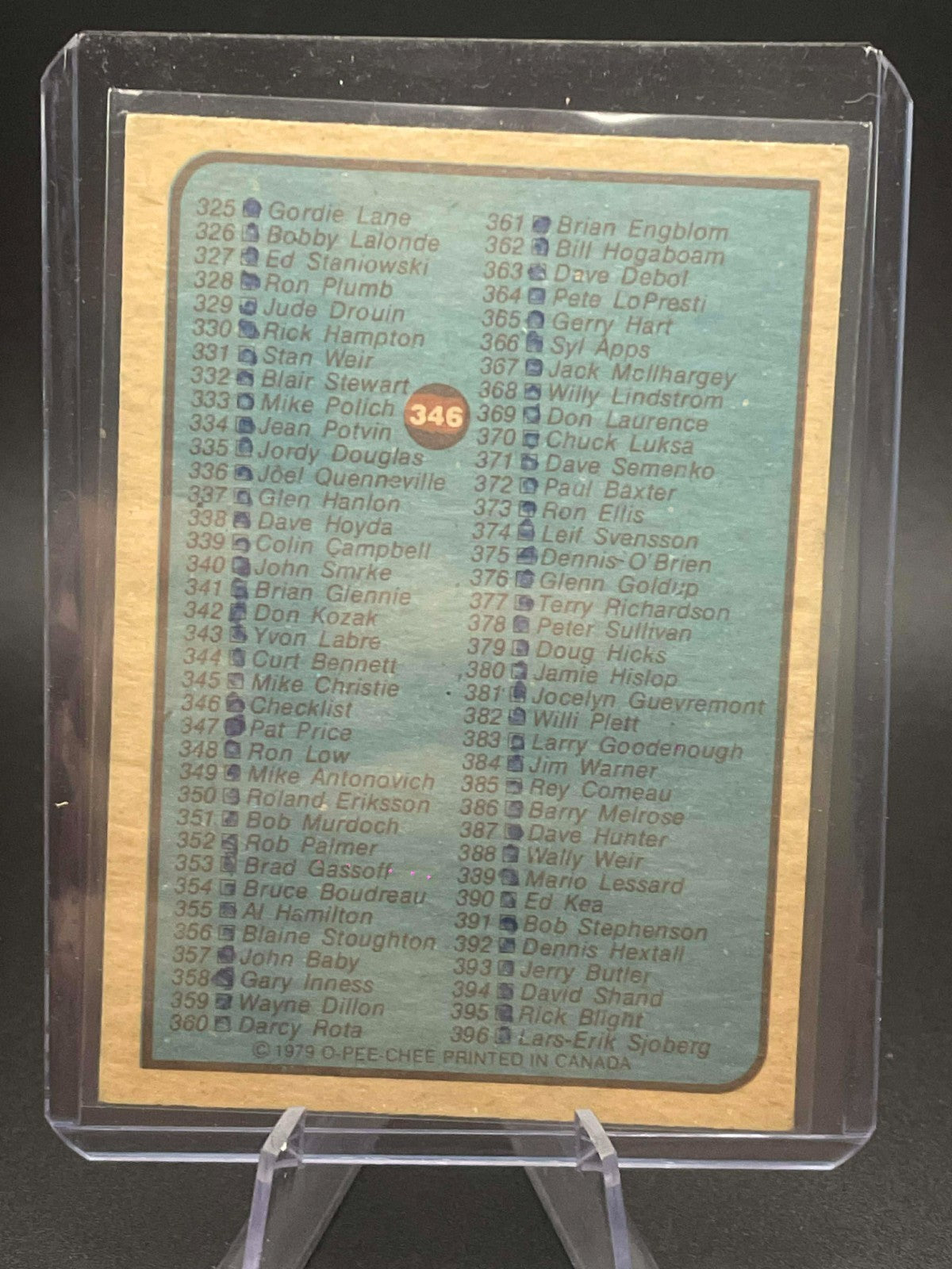 1979 80 OPC O-PEE-CHEE Hockey Checklist #346 Marked