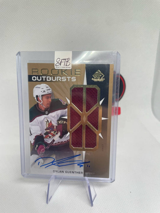 RPA 2022-23 Gold Dylan Guenther SP Game Used Rookie Outbursts Auto Jersey #RO-DG