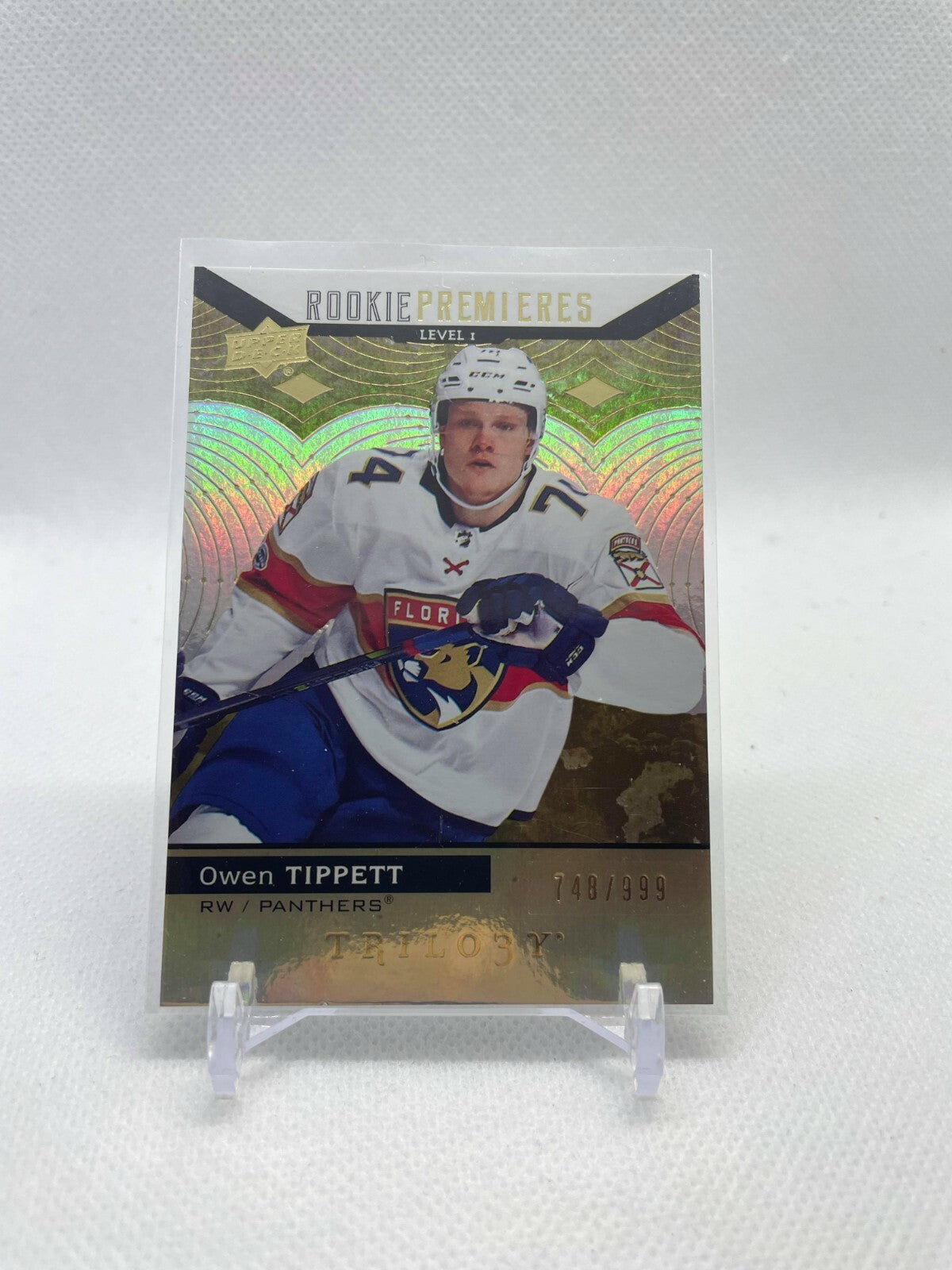 OWEN TIPPETT NO:69 ROOKIE PREMIERES 777/999 UPPER DECK TRILOGY 2017-18