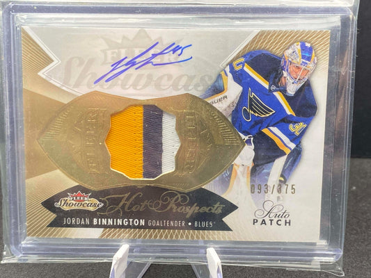 2014-15 FLEER SHOWCASE HOT PROSPECTS JORDAN BINNINGTON PATCH AUTO RC /375
