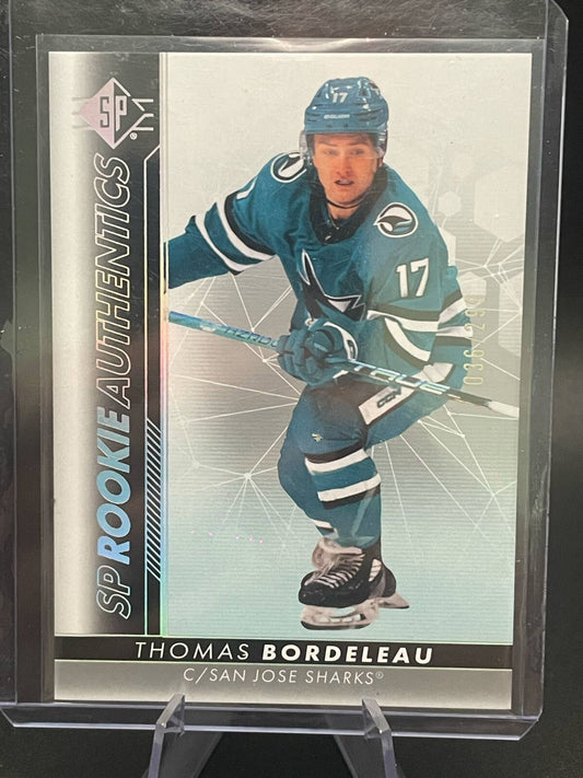 2022-23 UD SP ROOKIE AUTHENTICS SILVER #133 THOMAS BORDELEAU SAN JOSE SHARKS