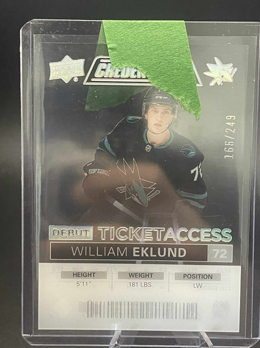 William Eklund Credentials Debut Ticket Access /249 San Jose Sharks Rookie