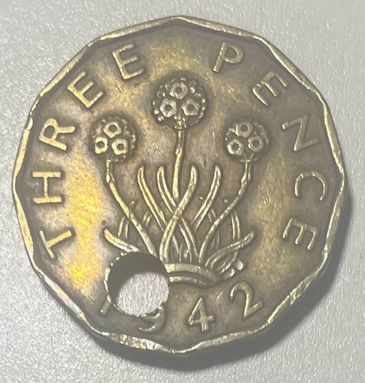 United Kingdom 1942 3 Pence-George VI With Hole REF I