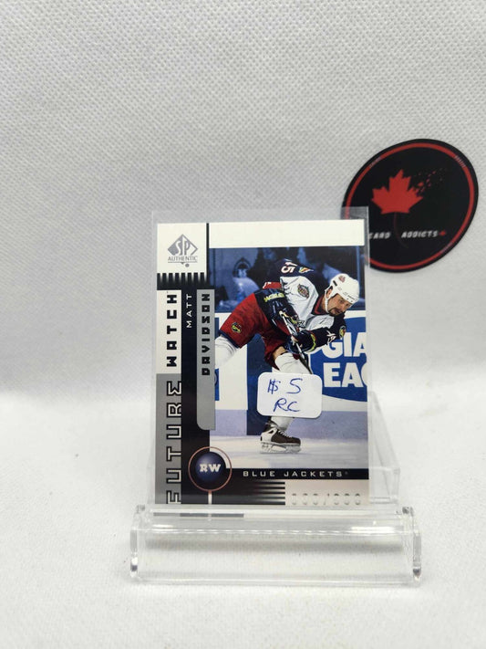 2001-02 SP Authentic Matt Davidson Future Watch Rookie Card 143. Serial #/900
