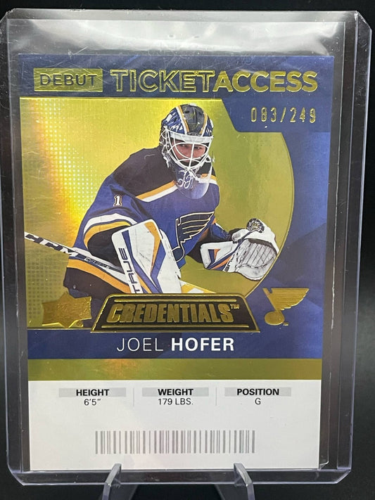 2021 Upper Deck Credentials 2020-21 Debut Ticket Access Yellow /249 Joel Hofer