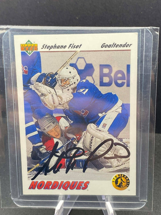 1991-92 Upper Deck Stephane Fiset #452 Star ROOKIE Quebec Nordiques NHL IP Auto