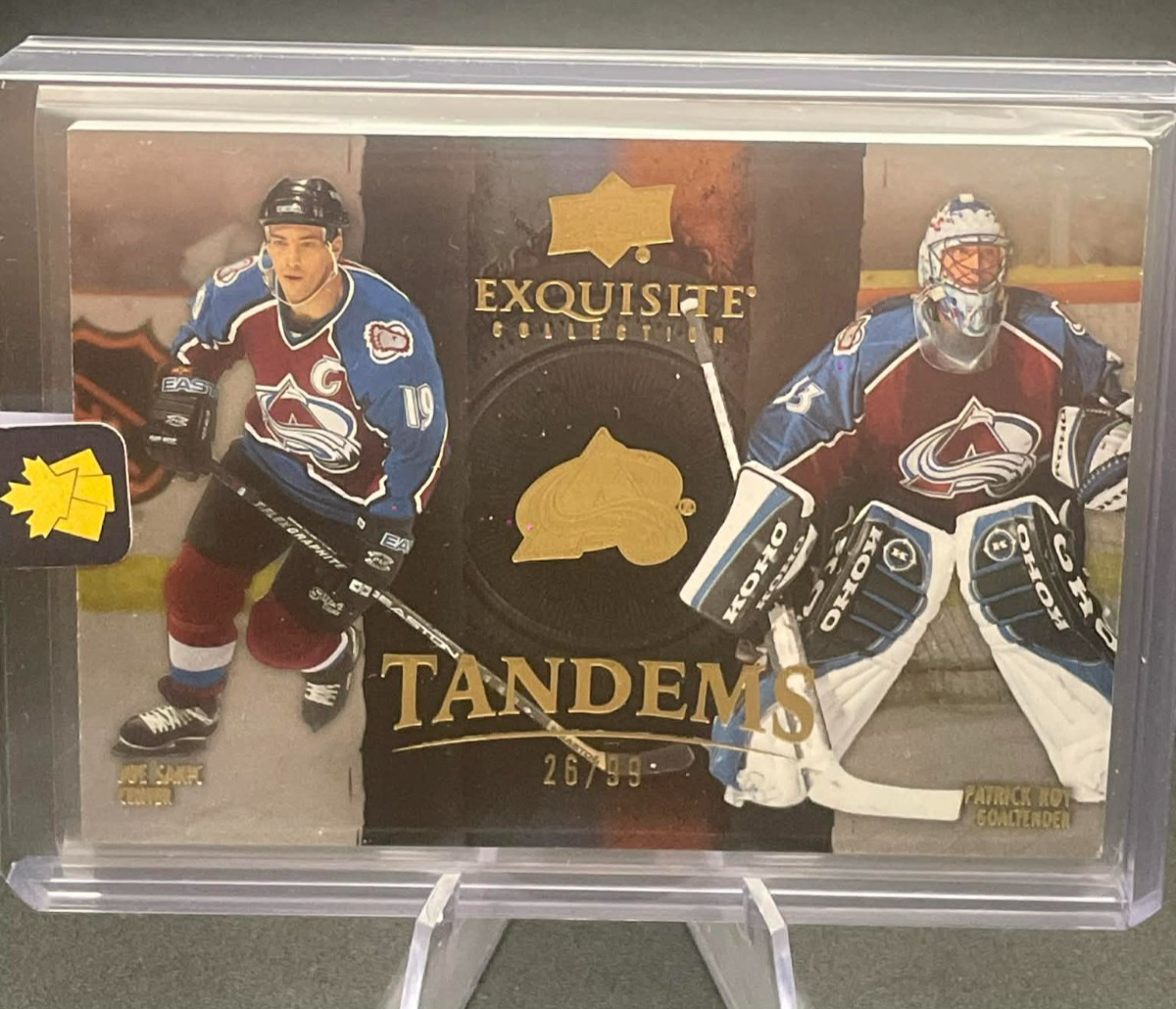 2024-25 UD Exquisite Collection Tandems JOE SAKIC PATRICK ROY /99 #ET-RS Gold