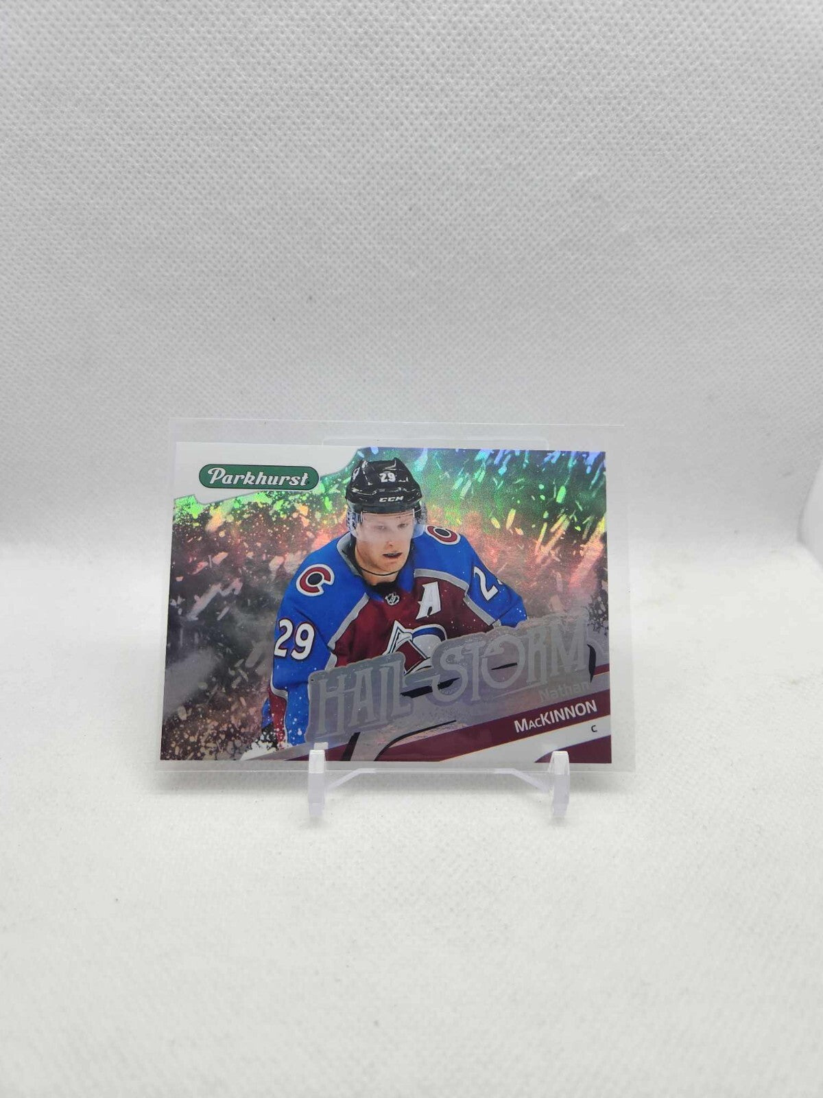 Nathan MacKinnon Hail Storm 2019-20 Parkhurst NHL Hockey #HS-13 Card