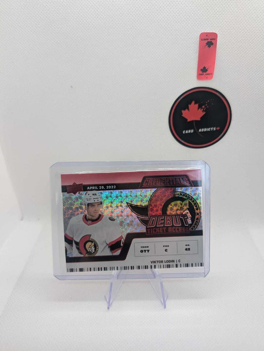 2022-23 Credentials Viktor Lodin #137 Debut Ticket Access Horizontal Red /299