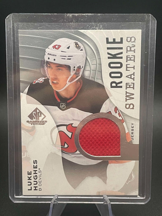 2023-24 UD Sp Game Used Luke Hughes Rookie Sweaters Jersey # RS-LH