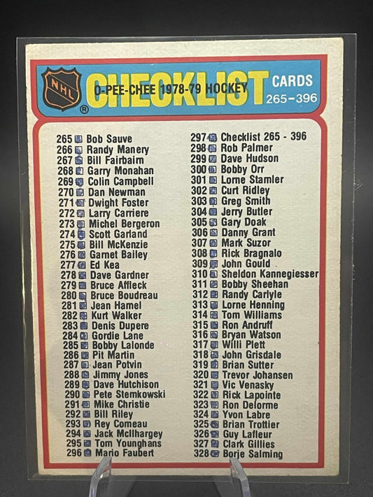 1978-79 O-PEE-CHEE HOCKEY CHECKLIST 265-396 CHECKLIST #297