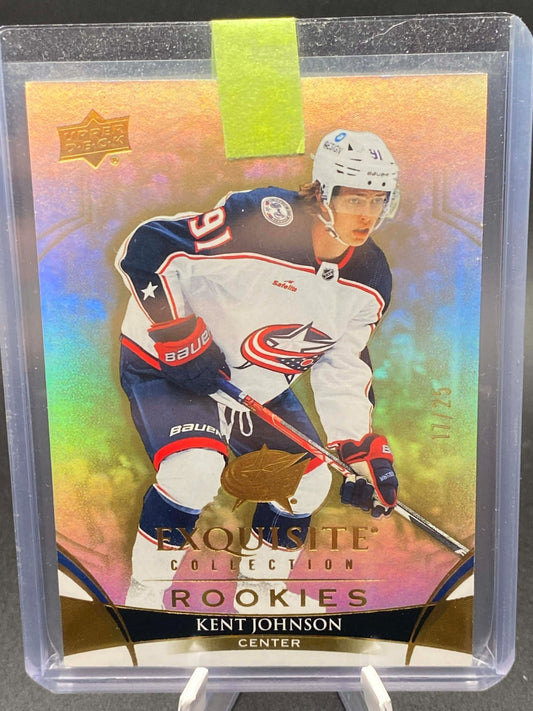 Kent Johnson 2022-23 UD BD Exquisite Collection Rookie Gold Spectrum /25