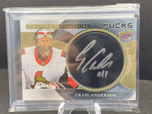 2018-19 Upper Deck Trilogy Signature Pucks Craig Anderson Auto #SP-AN Autograph