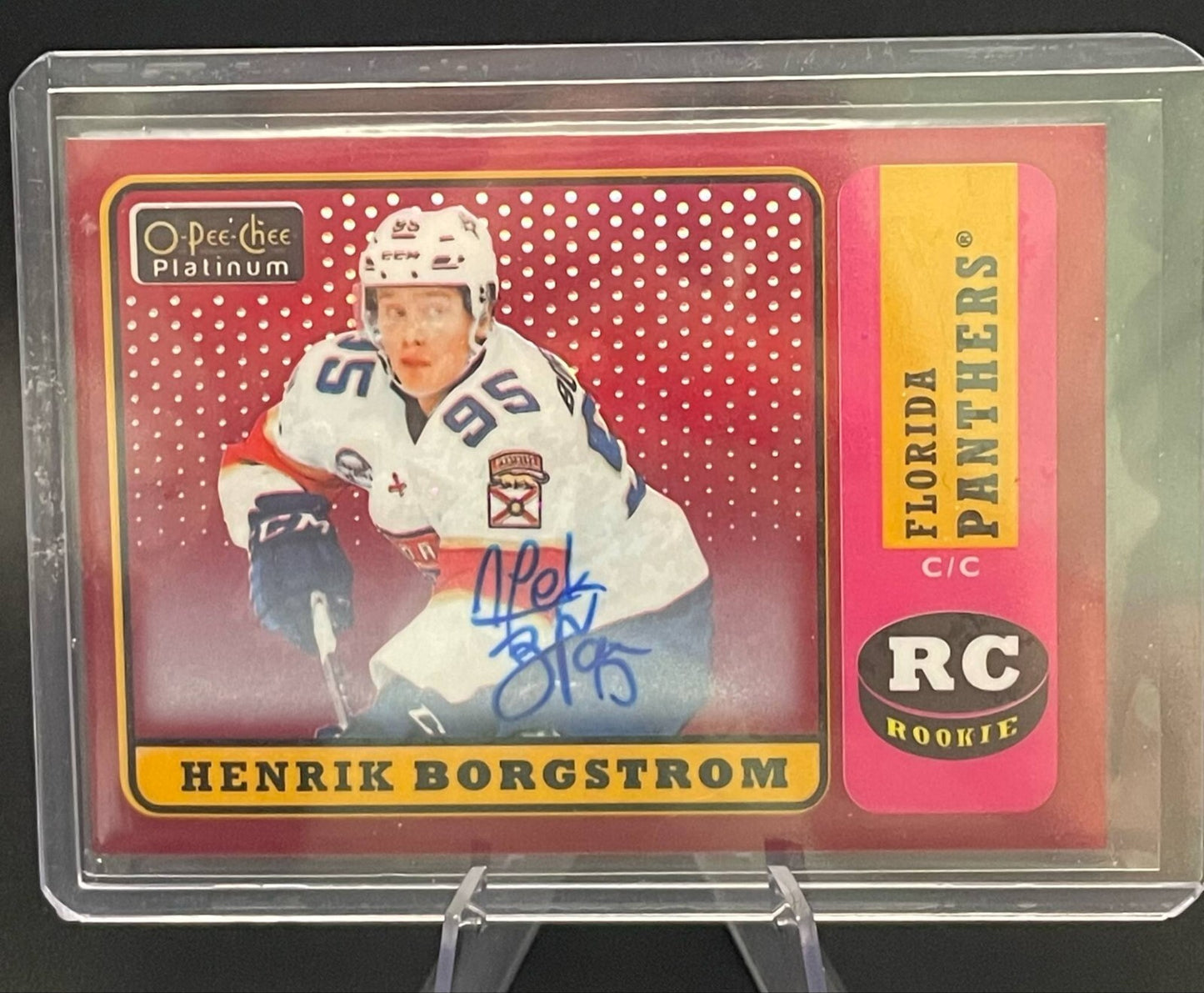Henrik Borgstrom 2018-19 O-Pee-Chee Platinum Retro Rainbow Red Auto #R78