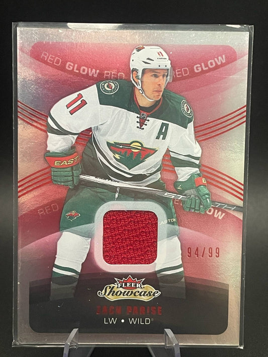 2015-16 Upper Deck Fleer Showcase Materials Red Glow /99 Zach Parise #76