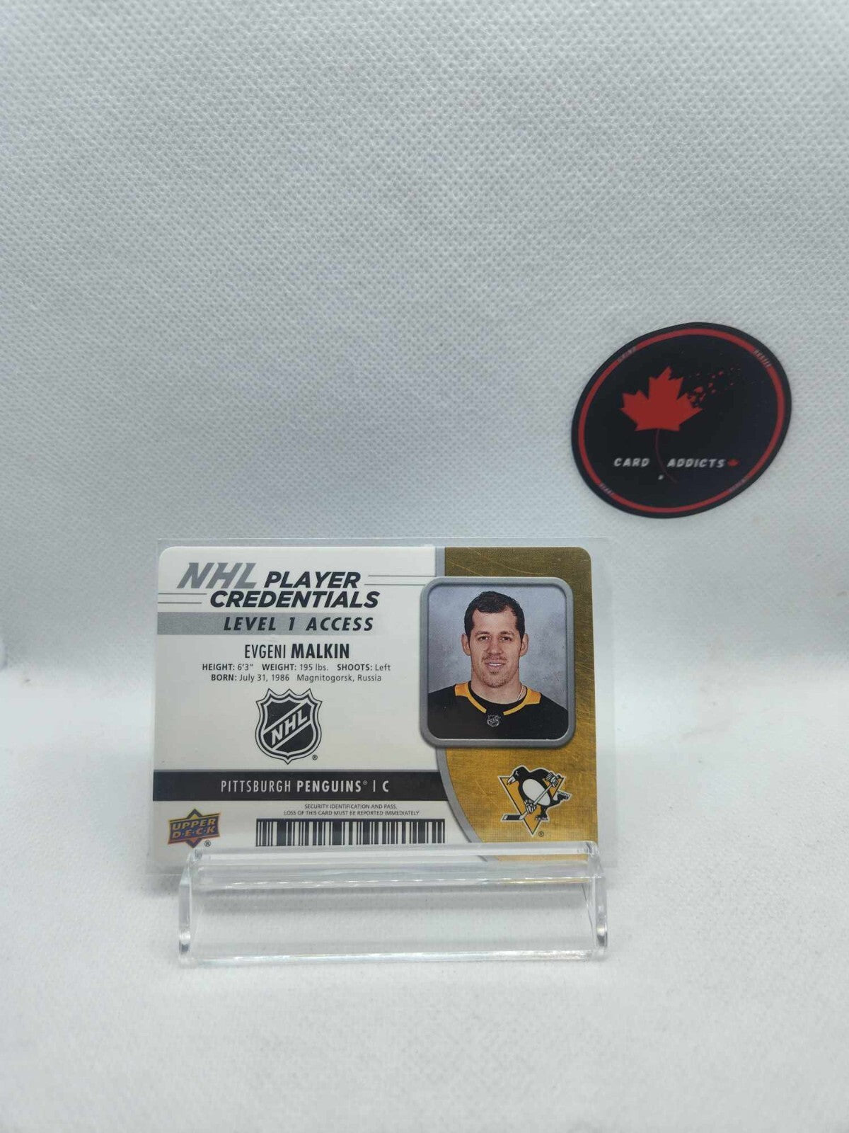 Evgeni Malkin 2018-19 MVP NHL Player Credentials level 1 Access