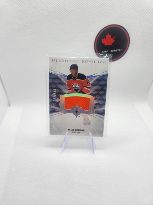2020-21 UD Ultimate Rookies Jersey TYLER BENSON /649 RC Oilers Card# 172