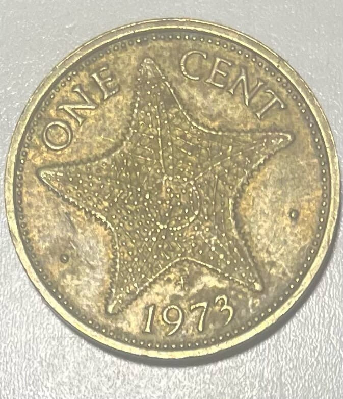 1973 Bahamas Bahamian One Cent Starfish Coin Circulated REF I