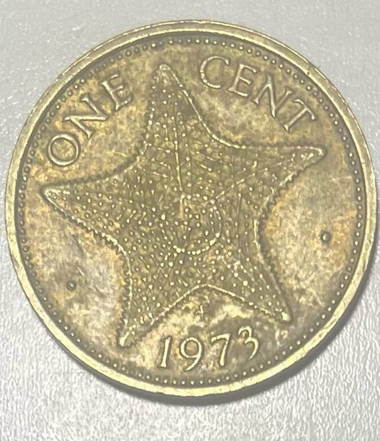 1973 Bahamas Bahamian One Cent Starfish Coin Circulated REF I