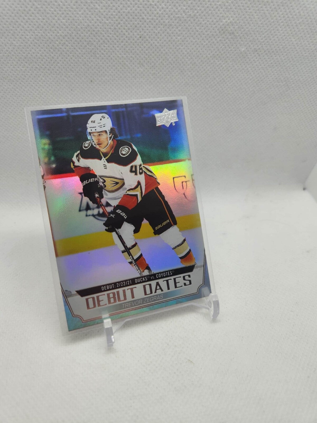 Trevor Zegras Rookie Debut Dates 2022-23 Upper Deck Series 1 Anaheim Ducks Mint!