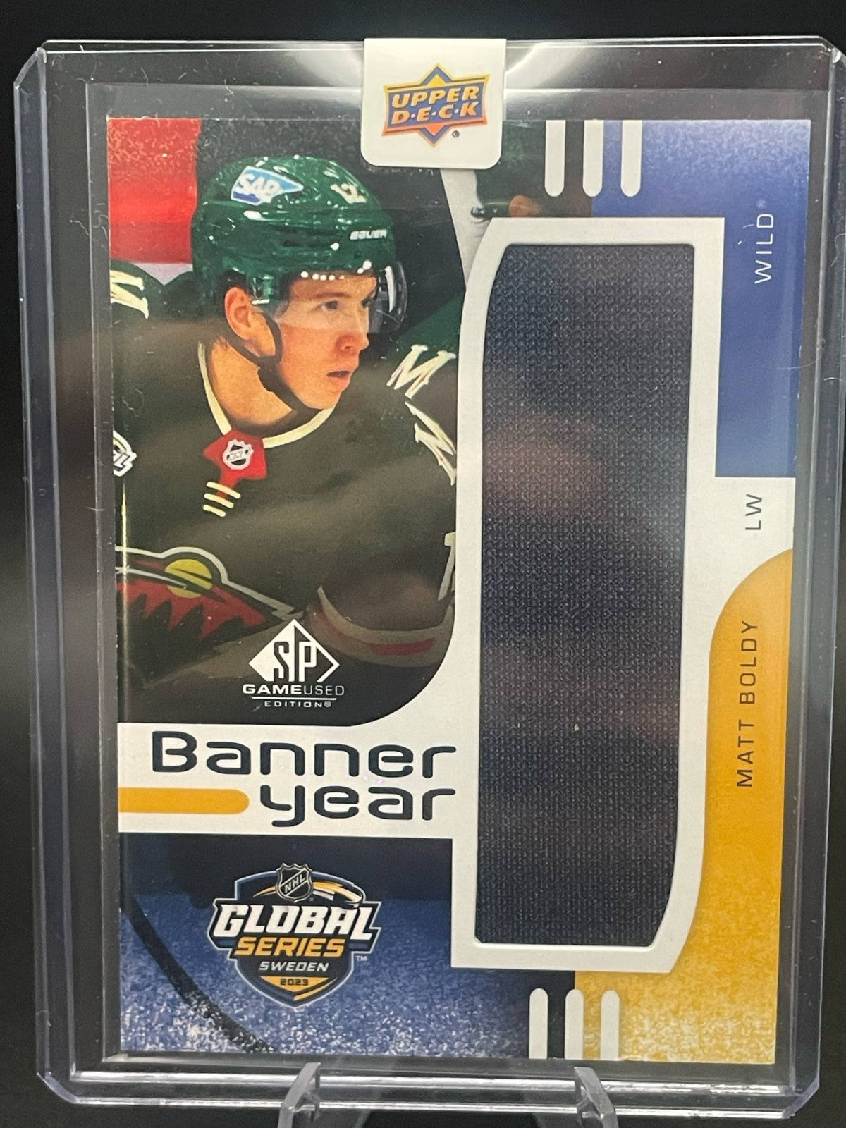 2024-25 UD SP Game Used Global Series Sweden Banner Year Relics Matt Boldy