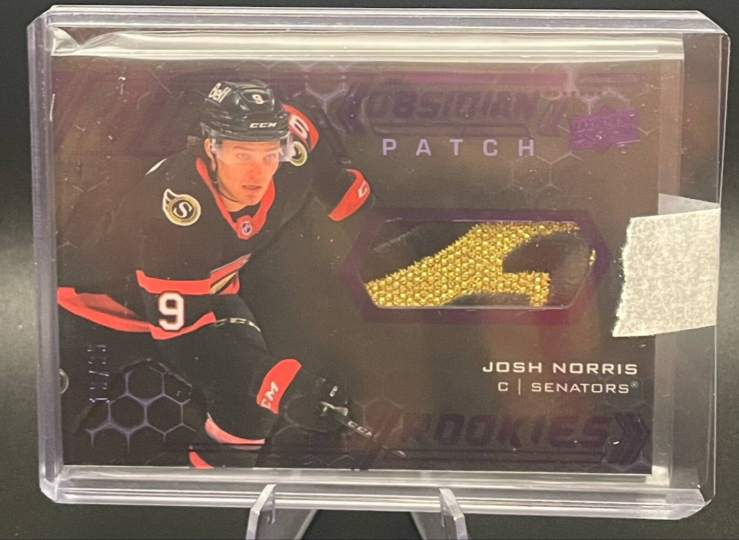 2020-21 UD Black Josh Norris Obsidian Rookies Purple Black Patch /35 Senators