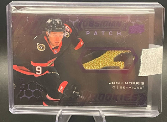 2020-21 UD Black Josh Norris Obsidian Rookies Purple Black Patch /35 Senators