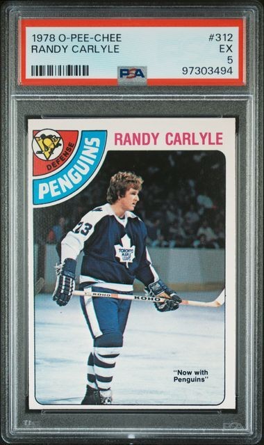 1978-79 O-pee-chee Hockey Card Randy Carlyle RC #312 Rookie PSA 5