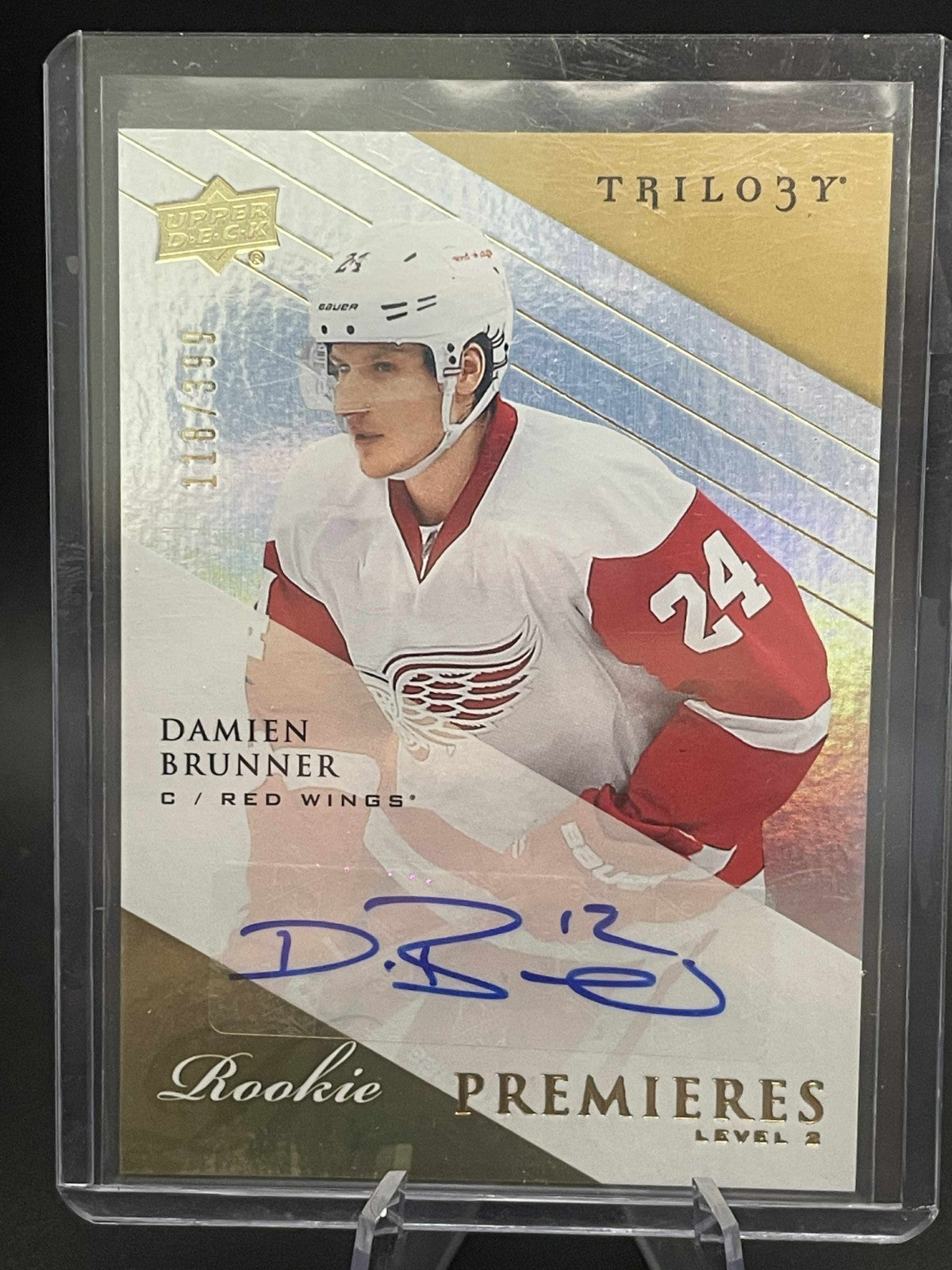 2013-14 Upper Deck Trilogy Premieres Level 2 /399 Damien Brunner Rookie Auto