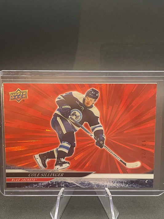 2024-25 Upper Deck Series 1 Outburst Red /25 Cole Sillinger #58