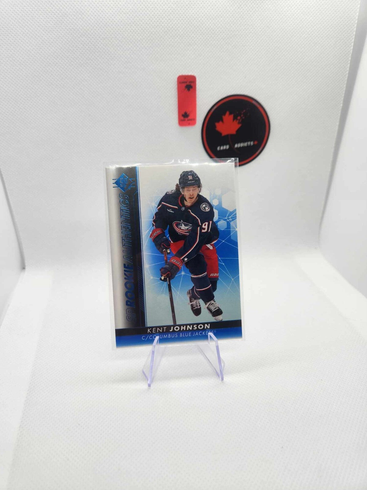 2022-23 SP Rookie Authentics Kent Johnson Blue #130 Columbus Jackets