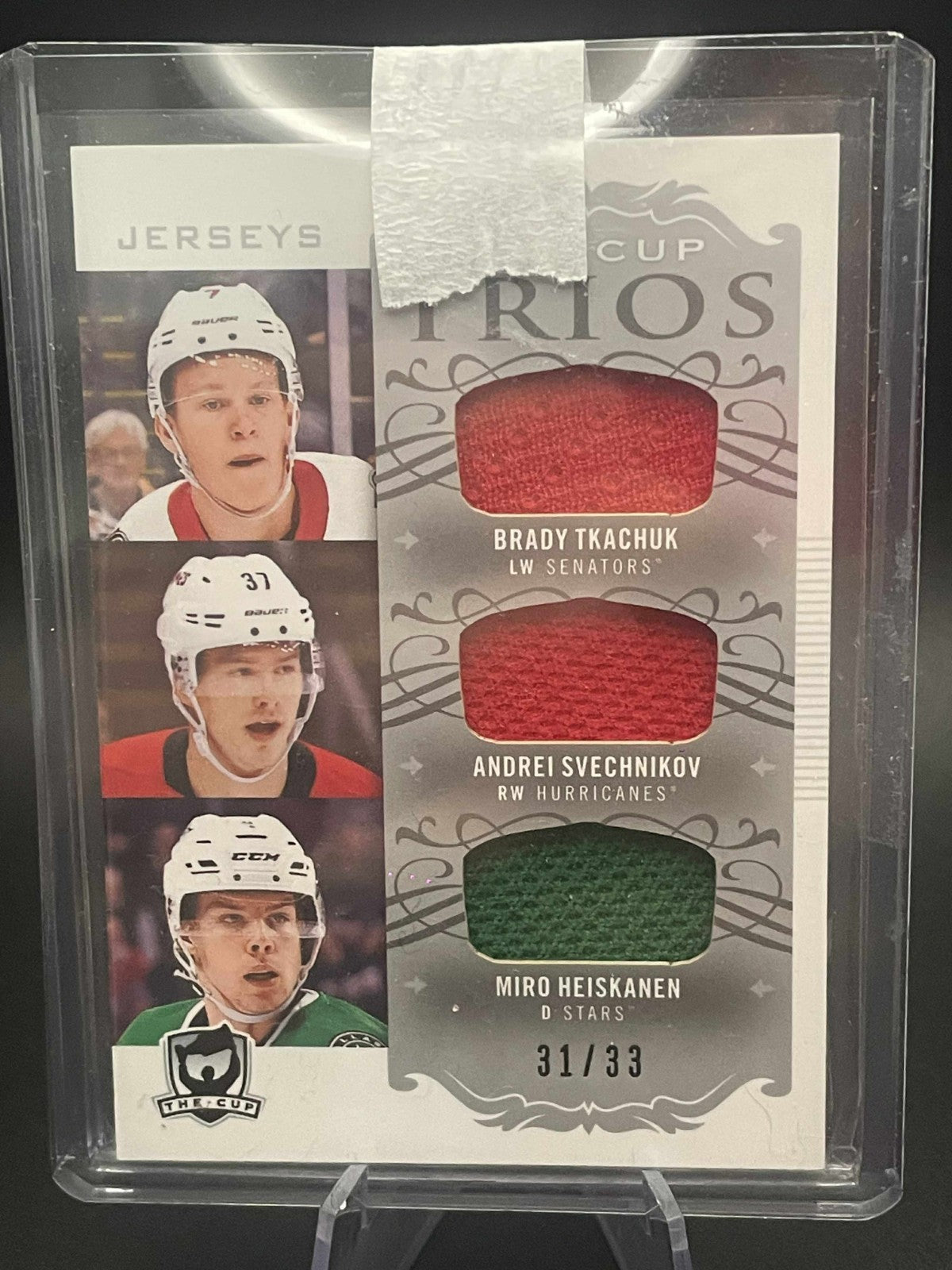 2018-19 UDThe Cup Trios Jersey  Rookie TKACHUK SVECHNIKOV HEISKANEN C3-RC2 #/33
