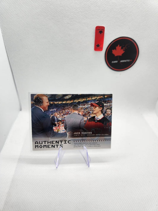 Jack Hughes 2019-20 Upper Deck SP Authentic Moments Rookie #111 with Brodeur