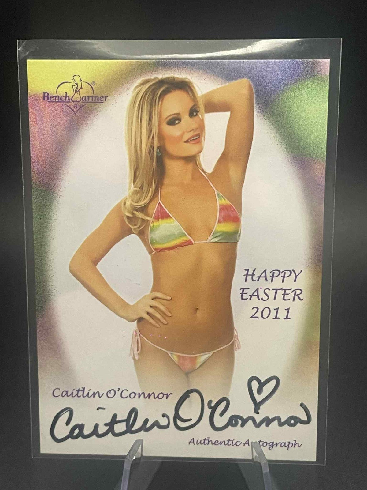 2011 Bench Warmer Racer Girls Caitlin O'Connor Auto Autograph Happy Easter