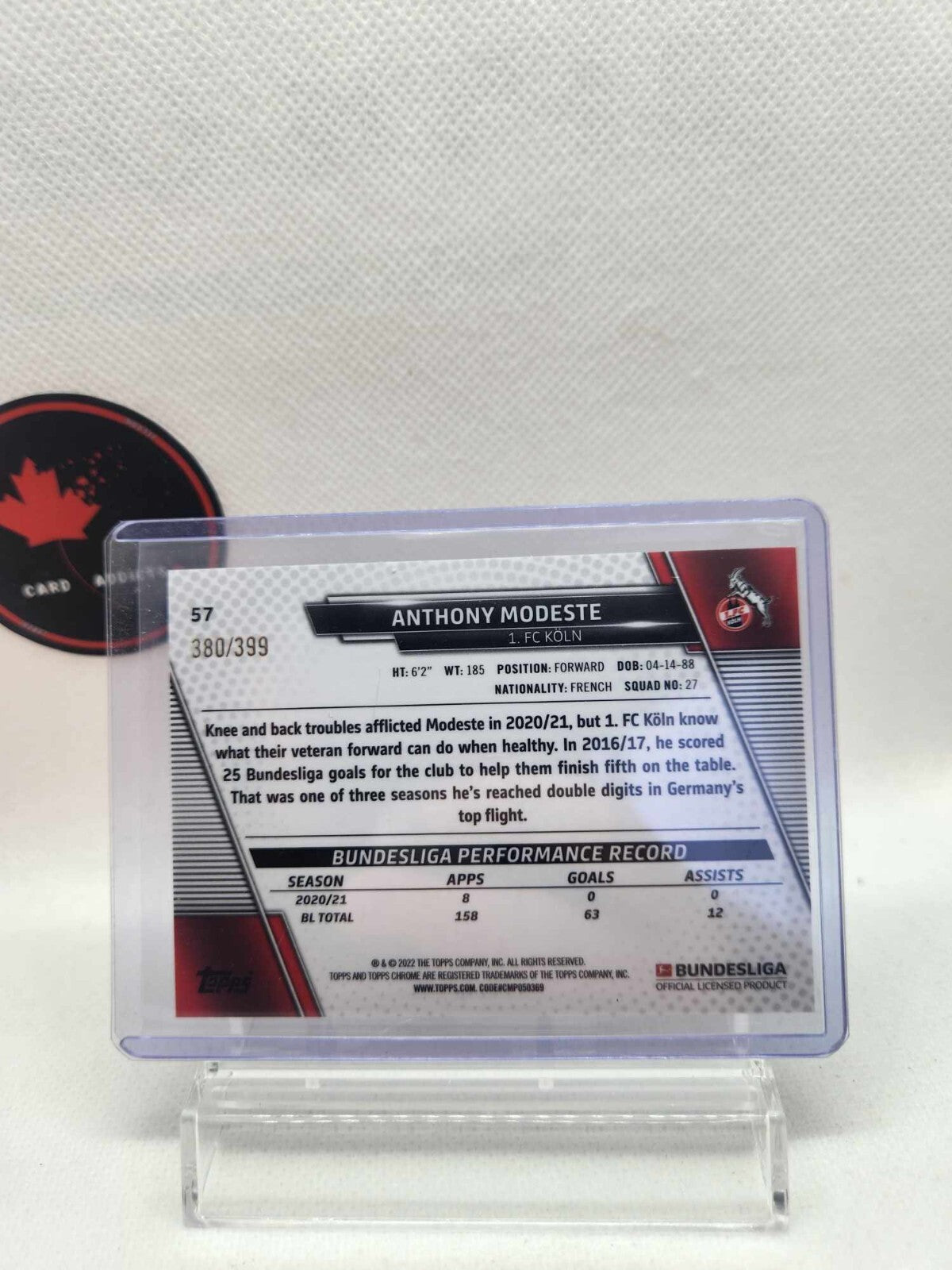 2022 ANTHONY MODESTE /399 TOPPS CHROME BUNDESLIGA