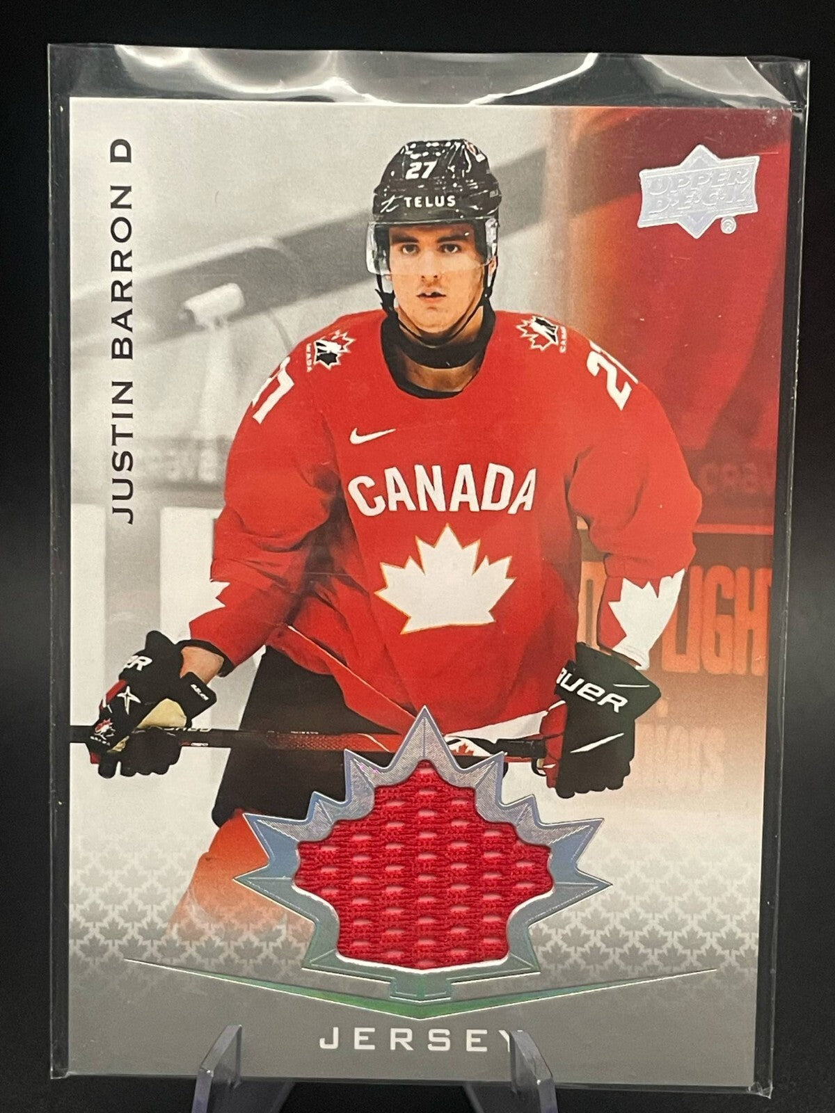 Justin Barron Jersey Card 2021 Team Canada Juniors Montreal Canadiens