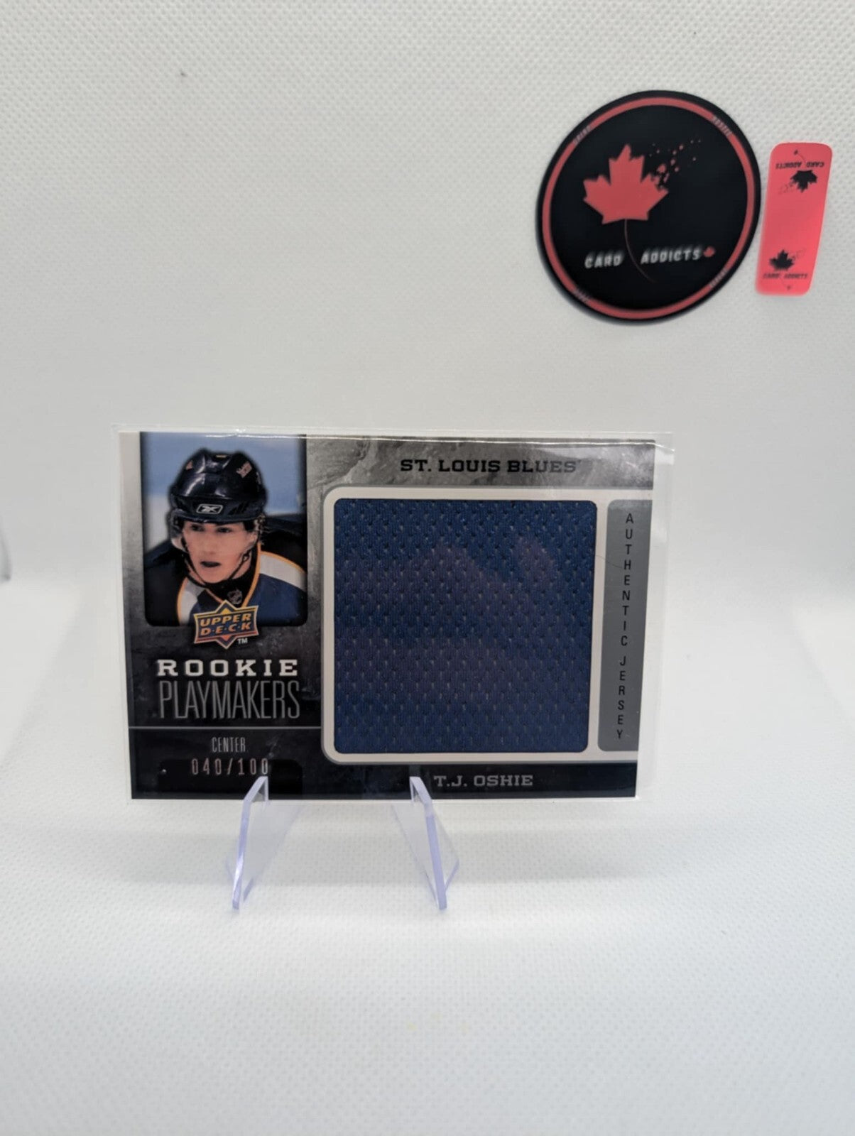 2008-09 Upper Deck Series 2 Rookie Playmakers Materials TJ Oshie Jersey /100